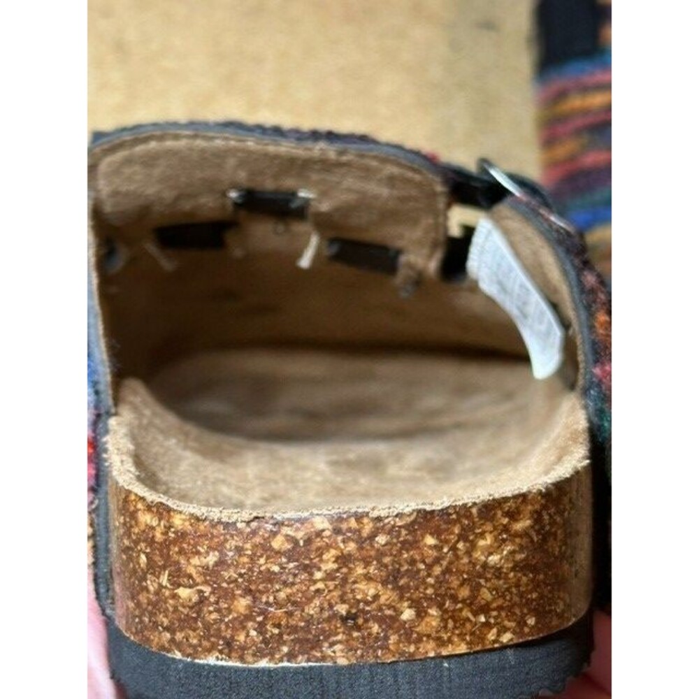 NWOB Rocket Dog Multicolor Striped Wool Double Buckle Clog Mules Women Sz 7 - Picture 6 of 10